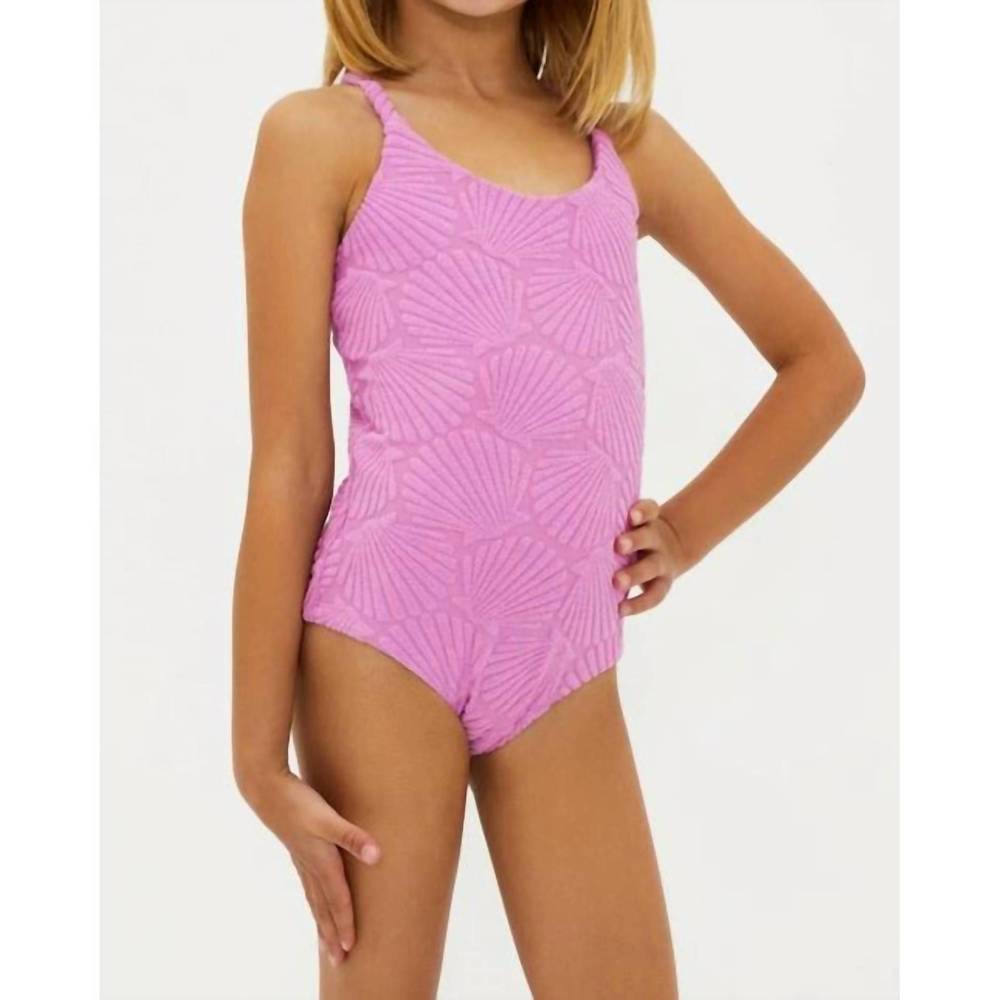 Beach Riot Pink Shell-Texture Kids One-Piece Swimsuit